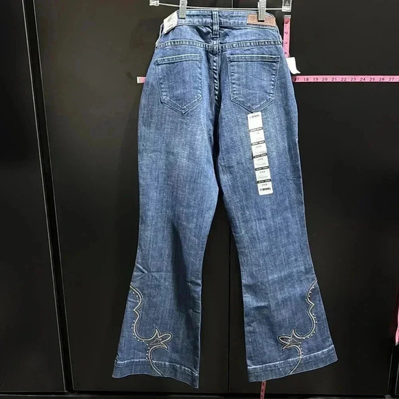 Rock&Roll Midrise denim/trouser,embroidered/studded,flare bell bottom jeans - Picture 8 of 13